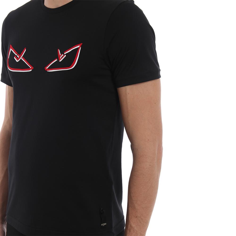 FENDI T-Shirts Men's Black Crew Neck Moderate FY0894A6ZGF0QA1