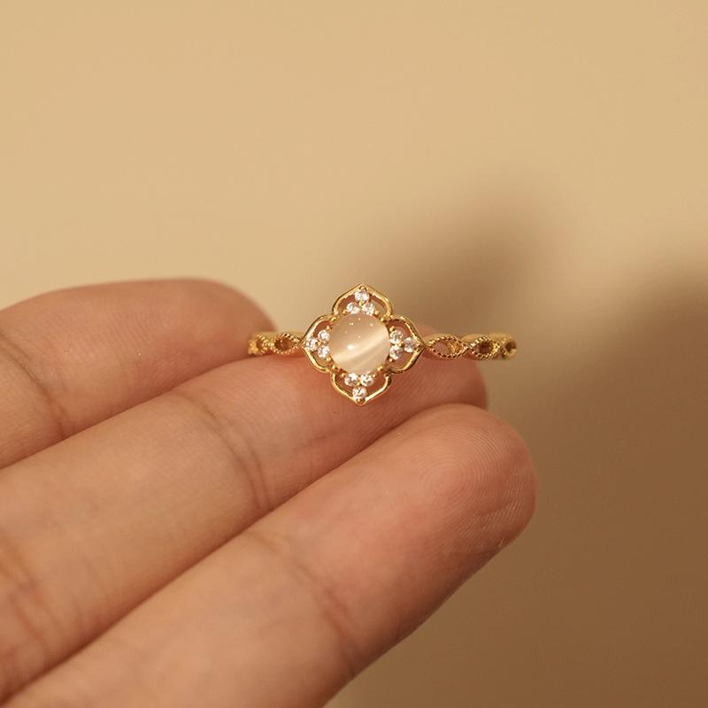 Luxurious Cat s Eye Open Ring: Elegant, Shimmering, and Versatile Design for Women. Platinum Clover Cat s Eye Ring