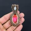 Amazing Rubellite & Moonstone Gemstone Handmade Pure Copper Wire Wrap Jewelry Pendant