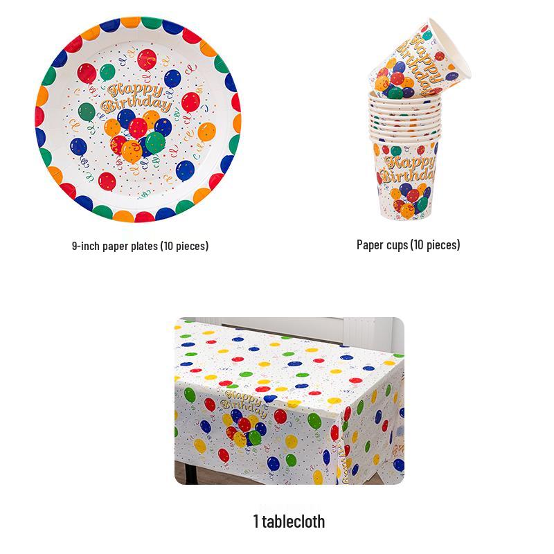 Disposable Party Supplies Set: Paper Plates & Cups for Birthdays & Weddings