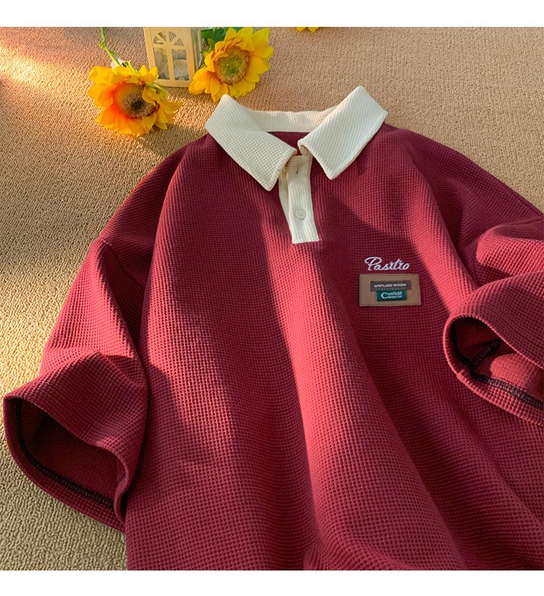 Men's Retro Trend Heavy Cotton Short-Sleeved Polo T-Shirt