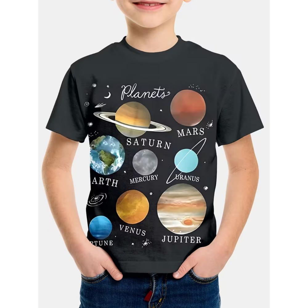 Boys Kids Clothes Stylish Cartoon Space Astronaut Graphic T Shirts Boys Girls Summer Short Sleeve Outdoor Clothes for Children
