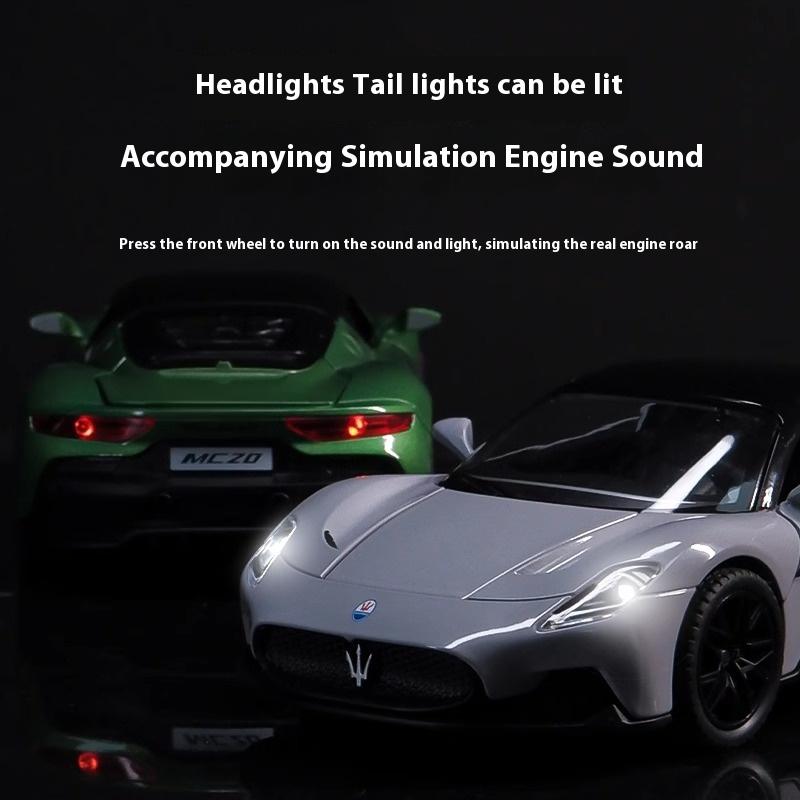 Diecast 1/22 Maserati MC20 Super Sports Car Alloy Model Sound & Light Pull Back Toy Boy Sports Car Toy Birthday Present for Kid