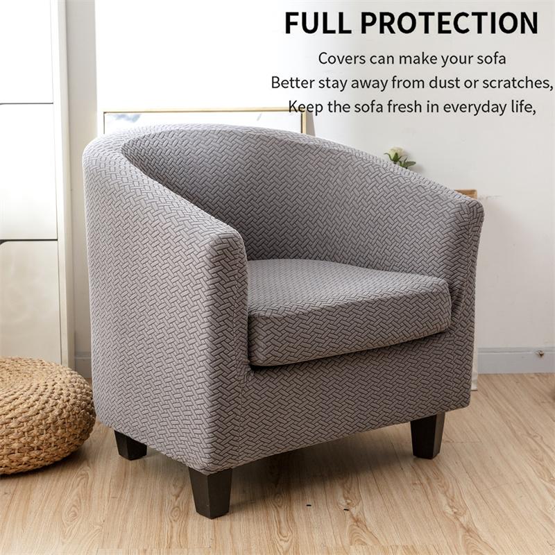 T Jacquard Stretch Tub ArmChair Cover Single Sofa Cover Club Sofa Slipcover for Living Room Couch Covers with Seat Cushion Case
