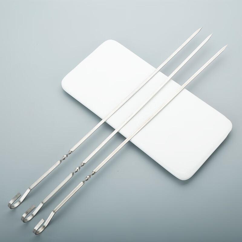 ZISIZ Stainless Steel Flat BBQ Skewers, 35cm (100 Pcs)