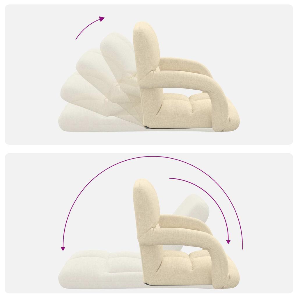Adjustable Floor Chair with Armrests 5 Position Reclining Backrest Fabric