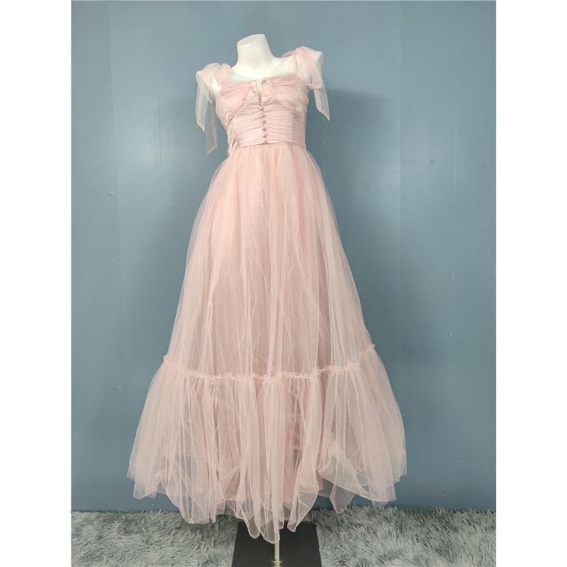 Foreign Trade Order in Home Aura Puffy Large Swing Skirt Vacation Mesh Slimming Beautiful Banquet Party Dopamine Dress