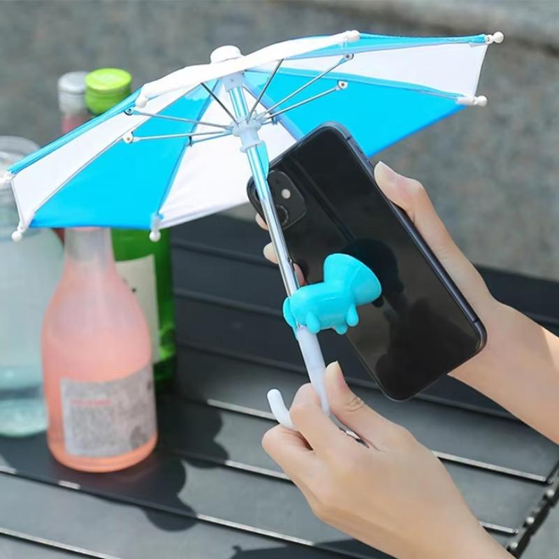 Mini Waterproof Phone Umbrella 1Pcs Anti-UV Sun Shade Clip On for Outdoor Live Streaming Selfie Camping Activities
