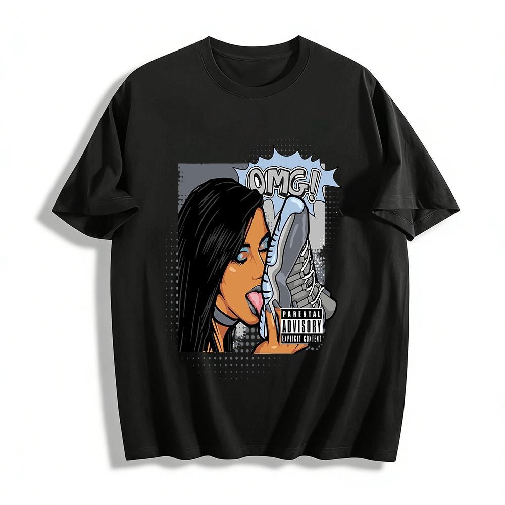 Sneaker Culture Graphic Tee Streetwear Casual Loose Top For Women Pure cotton T-shirt XXS
