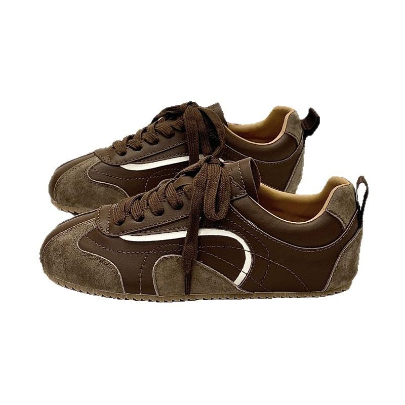 Retro Contrasting Color Splicing Flat-bottomed German Training Shoes for Women's 2025 New Niche Fashion Versatile Casual Sports Forrest Gump Shoes