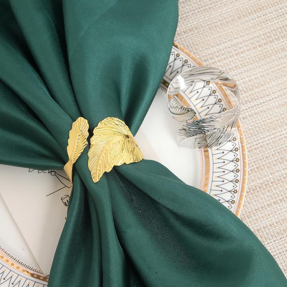 Adjustable Napkin Ring, Leaf High-grade Leaf Napkin Ring, Napkin Buckle, Maple Leaf Size Leaf Metal Ring