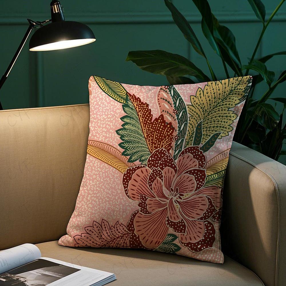 Badik Indonesien Batik Design Kissenbezug Milbenschutz Kissen Unsichtbarer Reißverschluss seidig kurzer Plüsch Sofakissenbezug