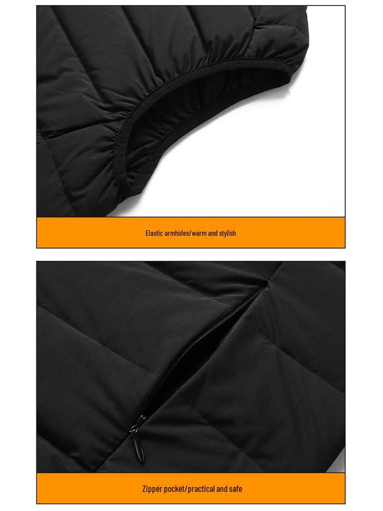 Men's Autumn/Winter Lightweight Down Vest with Stand-Up Collar - Large Size, Loose Fit