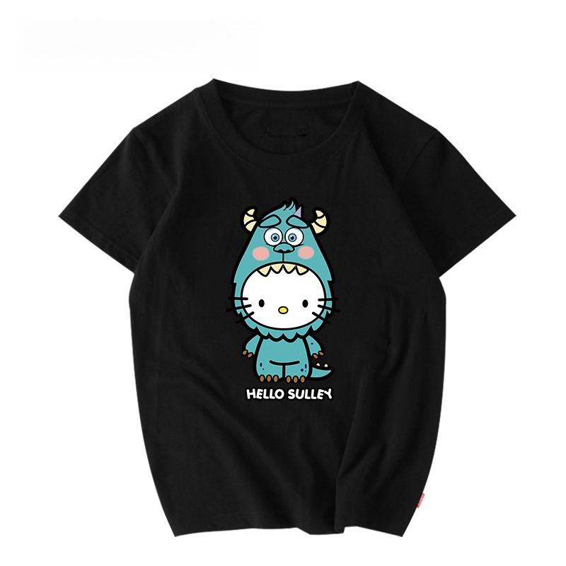 New Unisex Womens Cute Hello Kitty Pattern Printed Summer Top Couple Trendy Loose Casual Short Sleeve Cotton Soft Tshirt