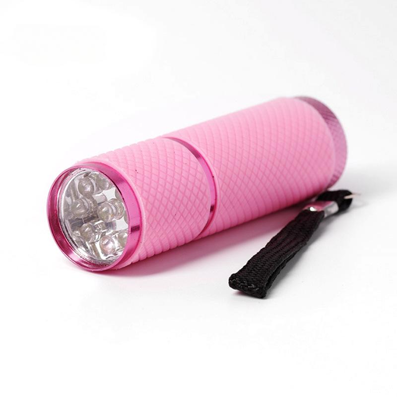 9LED Mini Portable Waterproof Purple Dry Battery Nail Torch UV Flashlight