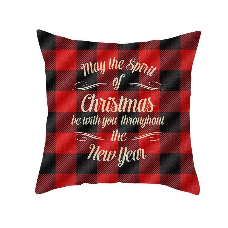 Classic Red Plaid Christmas Pillowcase Festive Home Decoration Gift Pillow Cushion Cover