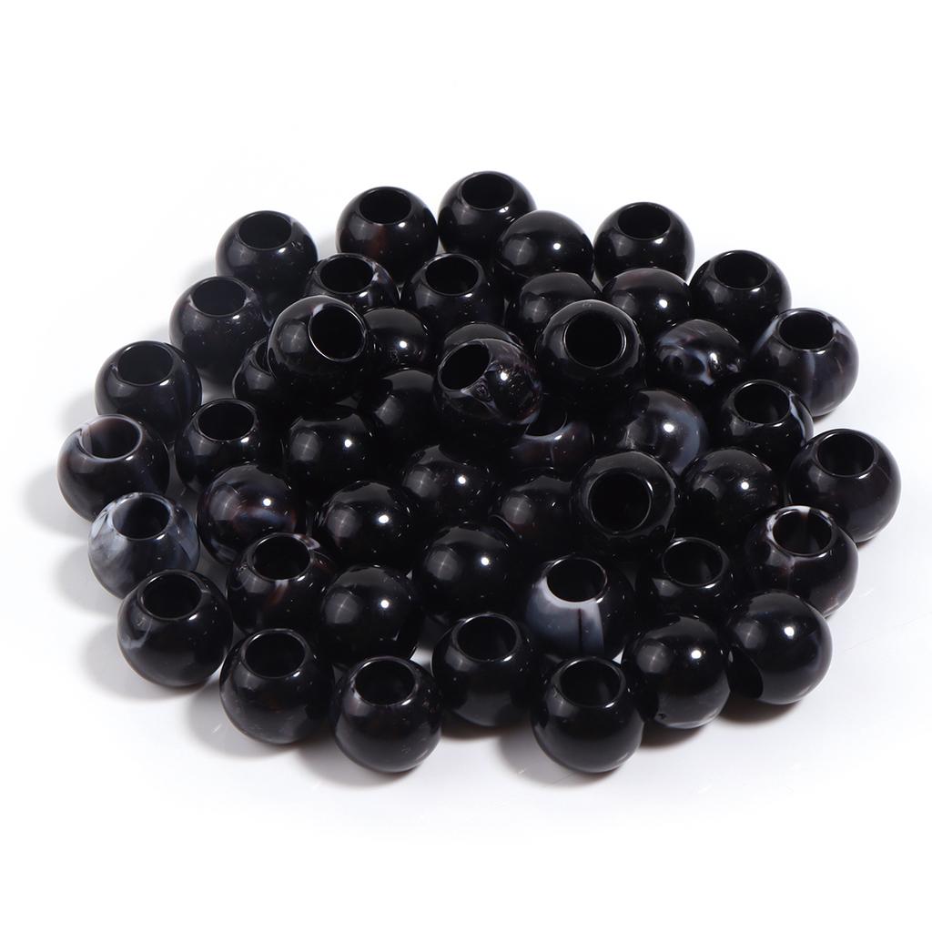 50pcs Dual Color Imitation Jade Acrylic Beads Round Large Hole Beads Loose Spacer Beads For Jewelry Making DIY Keychain Bracelet