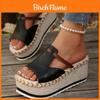 Summer Sole Slip On Sandals For Women With Pu Upper Nonslip Rubber Sole