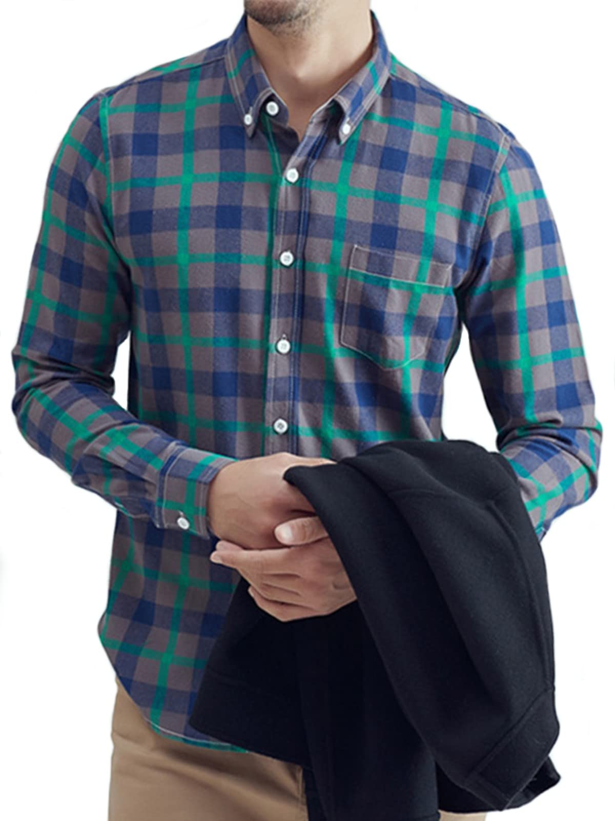 

YF Long Sleeve Check Flannel Shirt with Pockets and Perfect for Winter and Standard Stylish Gingham Check Flannel Long Stylish Big Check Plus XL Men s
