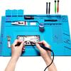 Värmebeständig silikonlödmatta, elektronisk reparationsarbetsstation med magnetisk sektion - Halkfri, antistatisk matta för mobiltelefon
