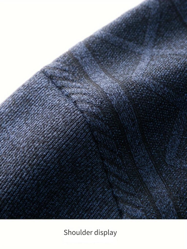 Pánský jednobarevný pletený pulovr, ležérní svetr s dlouhým rukávem, kulatým výstřihem a copánkovým vzorem na podzim a zimu