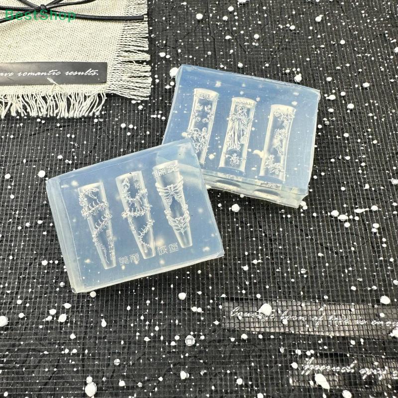 Silikonowy Formularz do Paznokci 3D Kwiat Kokarda Gwiazda Łańcuch Szablony do Paznokci DIY Dekoracja Nail Art Manicure Narzędzia do Projektowania