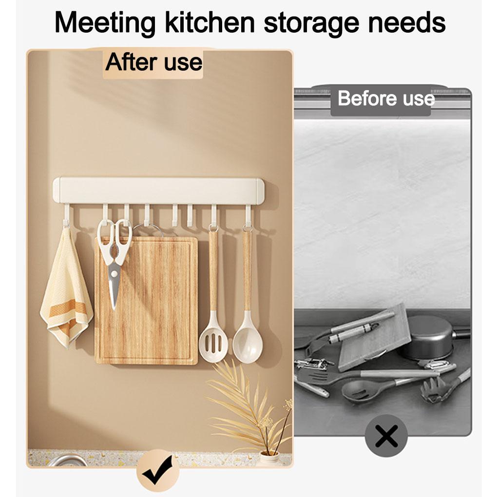 Aluminum Wall Mounted Storage Rack For Kitchen Spoon Shovel Hanging Rod Row Hook Storage Rack Etc.