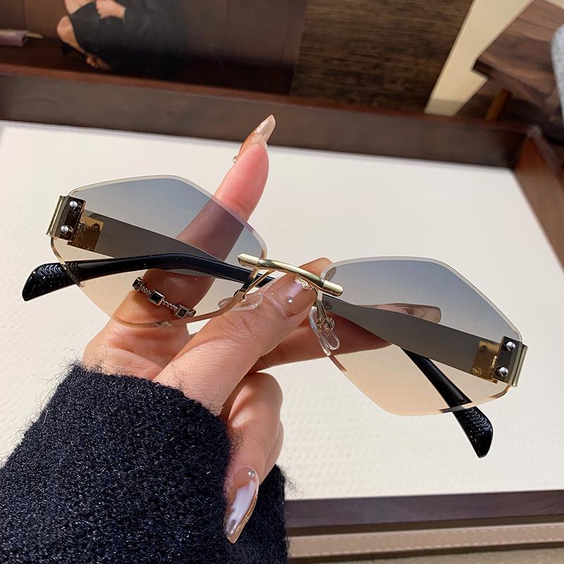 New Rice Nail Frameless Rhombus Sunglasses Men's Sunglasses Personalized Metal Frame Sunglasses For Women 90318