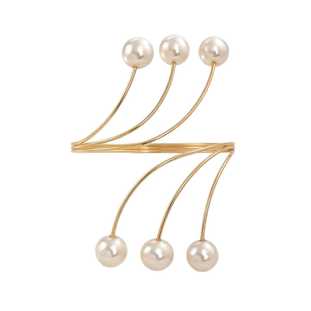 Metal Adjustable Open Pearl Baroque Style Bracelet for Bride