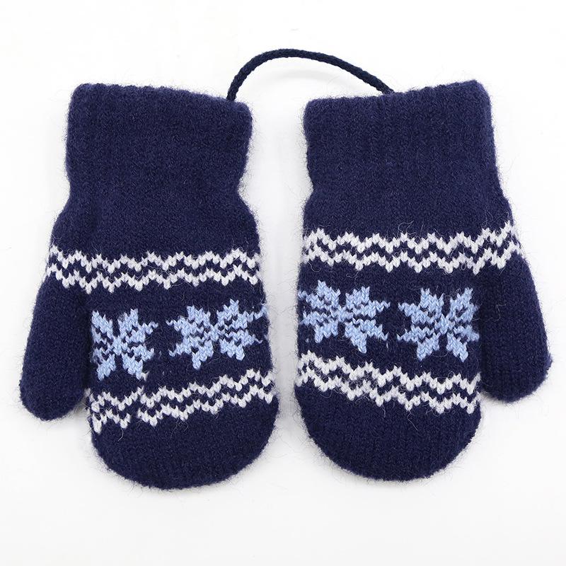 Fashionable Plush Snowflake Fingerless Winter Wool Thickened Warm Neck Cute Children's Gloves