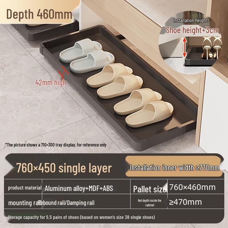 Shoe Cabinet with Kick Drawer and Slide Rail for Hallway