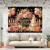 One 2D Flat-printed Floral Elegant Birthday Celebration Photography Background Made of Polyester Fabric Suitable for Home Use.