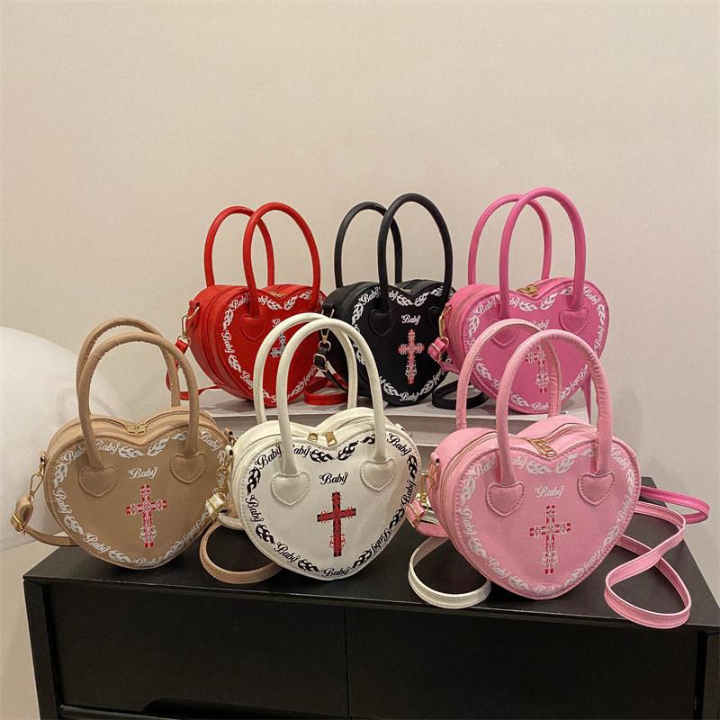 Fashionable Heart-shaped Pu Crossbody Bag For Women With Letter Details