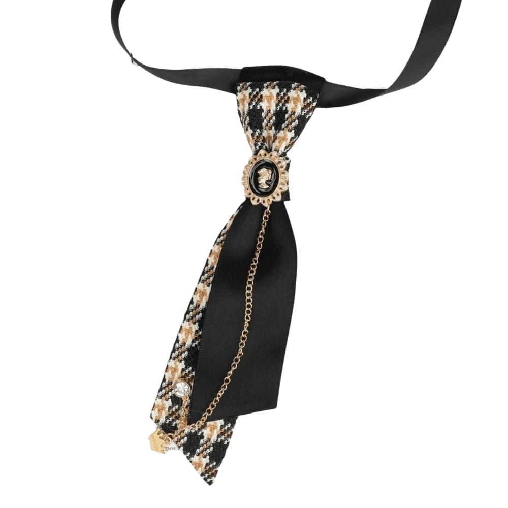 Y2K Preppy Necktie Oval Decorative Neck Tie Chic Plaid Bow Tie JK Uniform