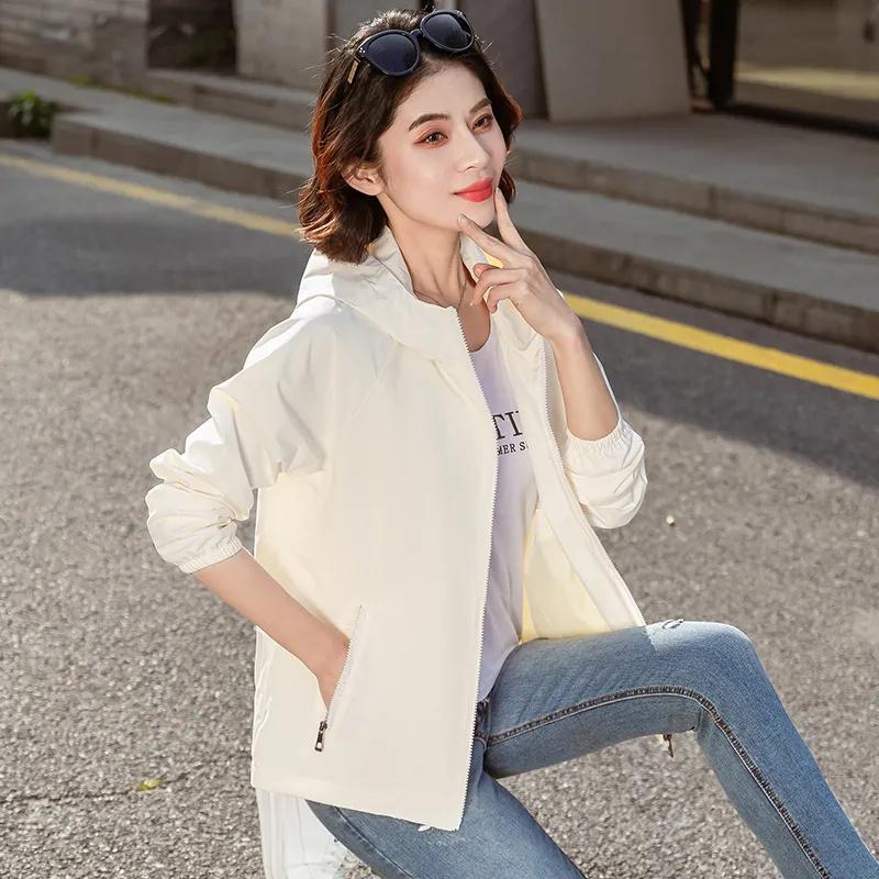 Windbreaker Jacket Women Spring Autumn Trench Coat Female Sports Leisure Outerwear Large Size Hooded Outcoat Ladies Tops