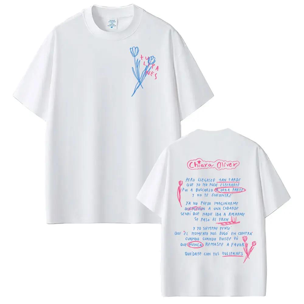 Singer CHIARA OLIVER Album Letters Graphic Tshirts Men Women Hot Sale Casual 100 Cotton T Shirt Vintage Pop Music Tshirt Tops