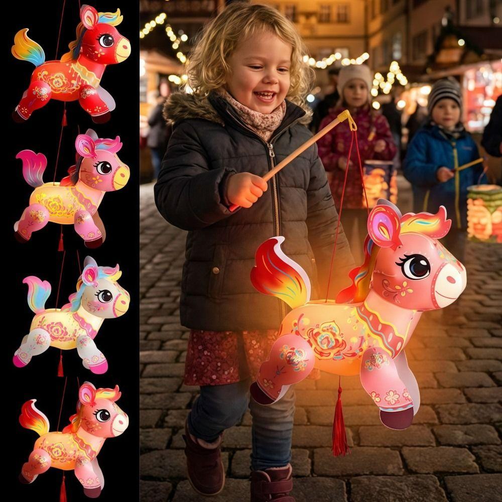 Cartoon Horse Year Lanterns Pony Shape New Year Lanterns  Holiday Kid's Toys