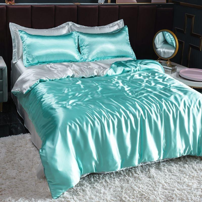 

Летний комплект пододеяльников, двусторонний пододеяльник из ледяного шелка, постельное белье, мягкий шелковый гладкий комплект роскошного постельного белья для одного человека 150x200cm 3pcs