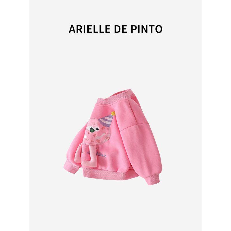 French Arielle De Pinto Sweatshirt for Girls, Autumn and Winter Style, Stylish Girl's Fleece-Lined Thick Cookie Sweatshirt, Trendy