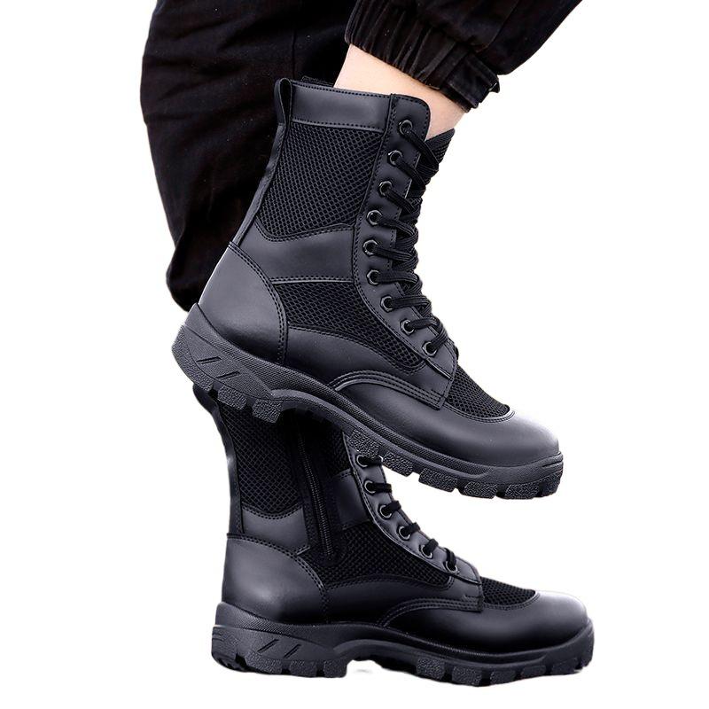 Men's Genuine Leather Mesh Breathable High-Top Hiking & Work Boots