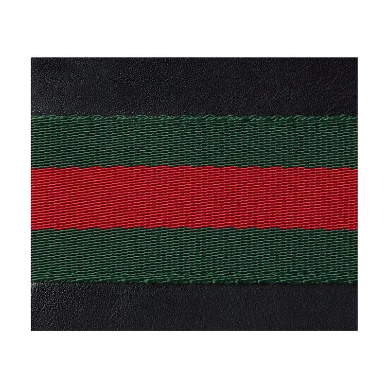 Gucci WebTrademark Stitched Bifold Design Contrast Color Stitching Soft Leather Wallet Men's Black