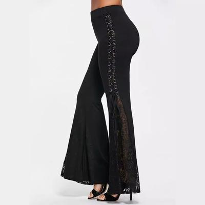 Pantaloni svasati da indossare con pannello in pizzo Plus Size Rosegal con allacciatura