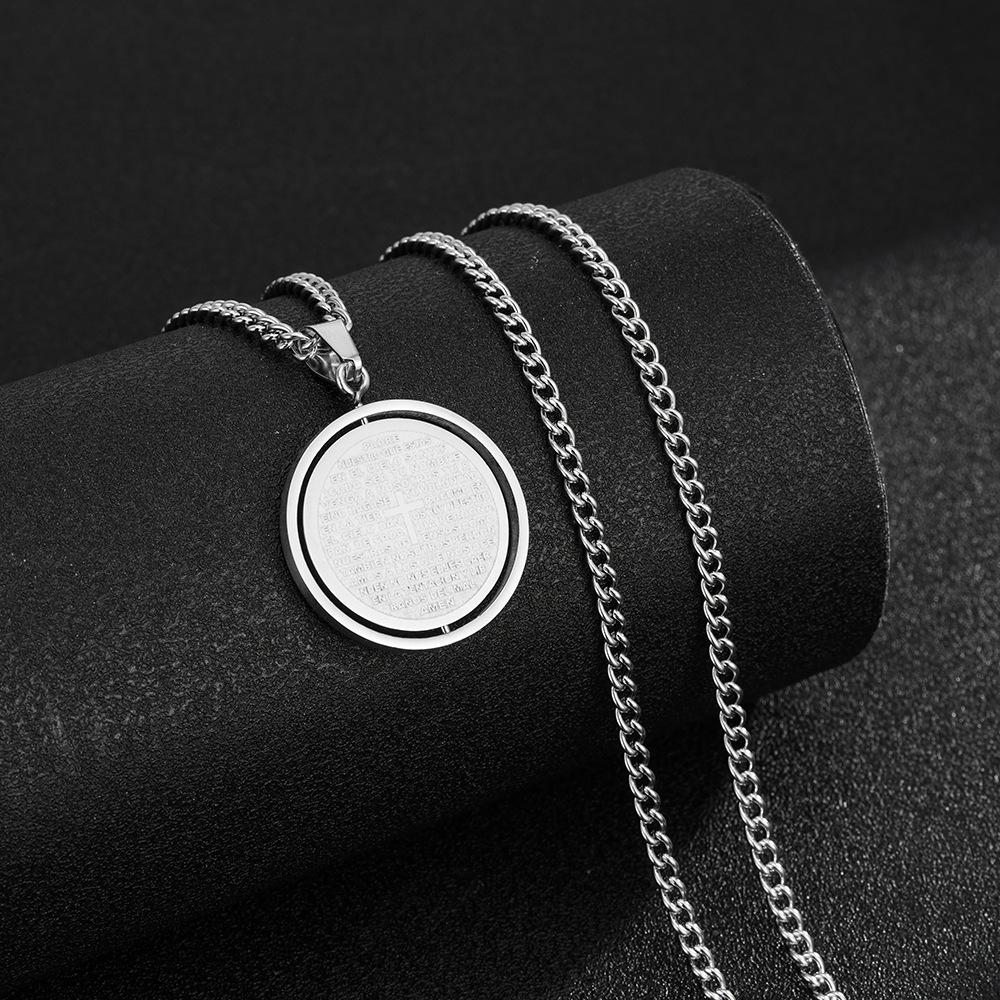 Stainless Steel Spanish Prayer Cross Pendant Necklace