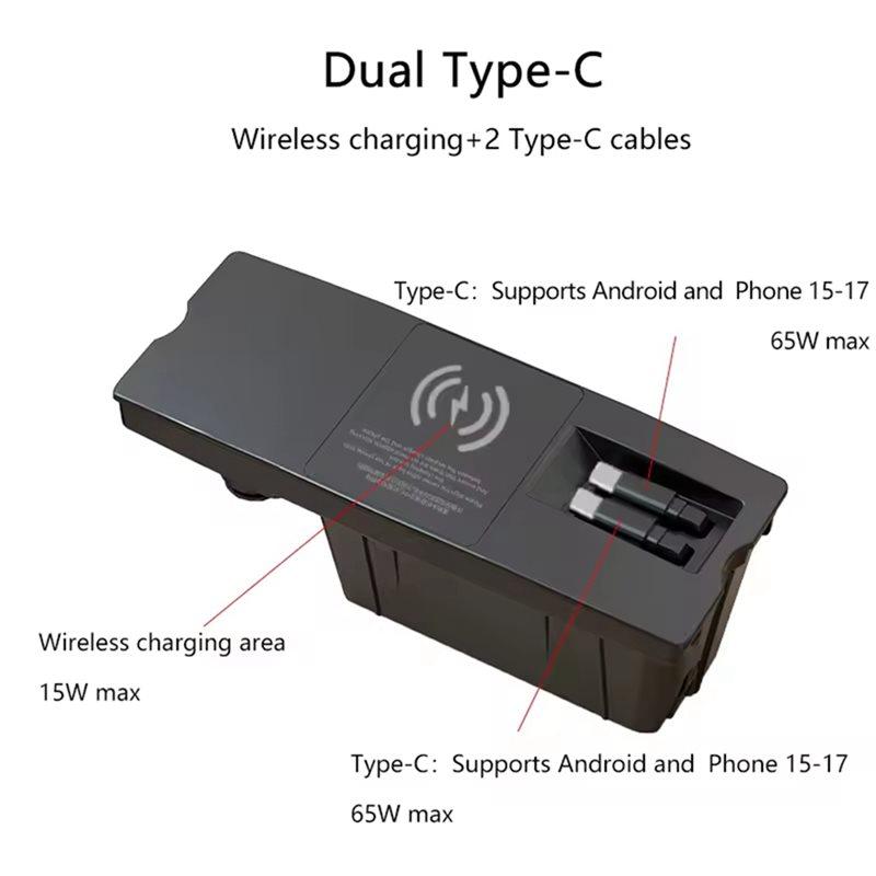 Wireless Car Dual Type-C Cable Fast Charging Telescopic Cable For 2012-2018 A6 A7