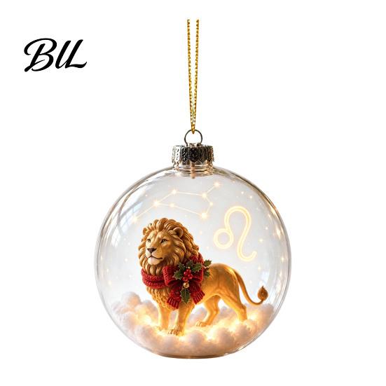 Festive Home Holiday Accents Zodiac Christmas Ornament, Twelve Sign Hanging Decoration, 2D Acrylic Decorative Ornaments for Holidays Horoscope Pendant
