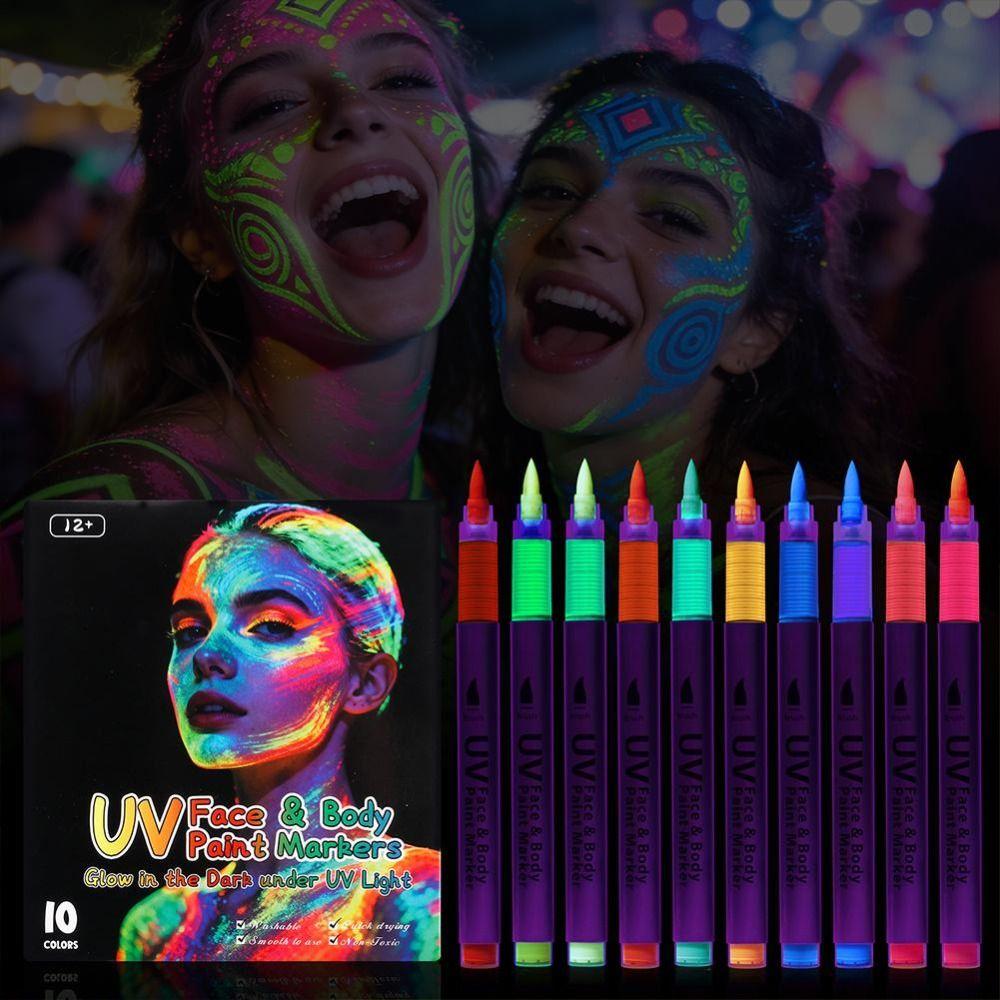 Colorful Fluorescent Highlighters Quick Drying Body Painting Pen  Holiday Party