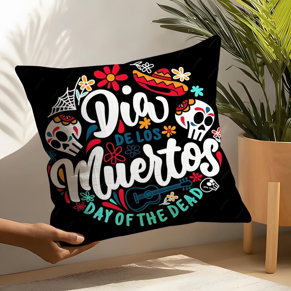 Festival D-Dia De Muertos 1 Pillow Case Linen Cushion Covers For Decorative Sofa Home Pillows Case Car Chair Pillows Cases