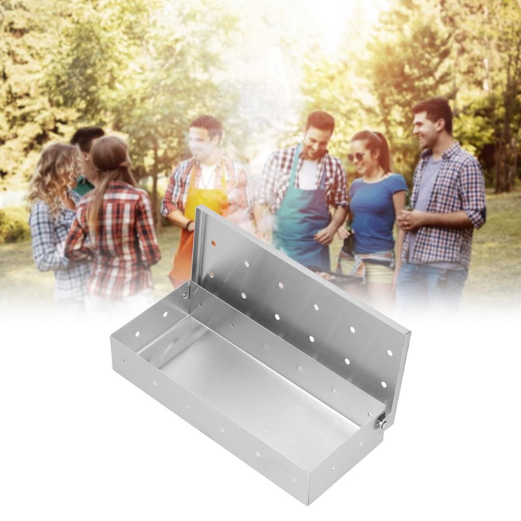 BBQ Räucherbox Edelstahl Grillbox für Holzchips Bacon Grillbox für Innen und Außen