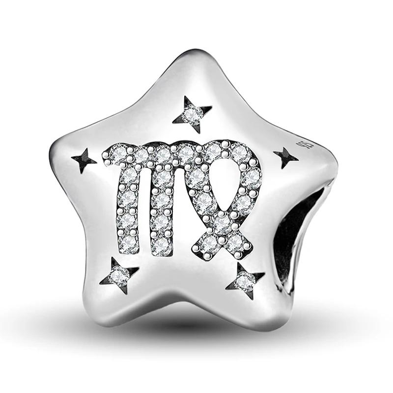 Copper 12 Constellation Star Cute Series Charms Bead Fit Original Pan Bracelet Bangle Diy Jewelry For Women Gift