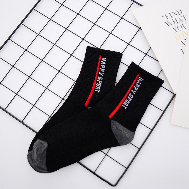 

1/5 пар влагоотводящих дышащих спортивных носков средней длины для мужчин, мужские спортивные повседневные носки 1 pair чёрный